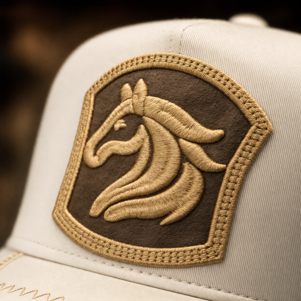 Gorra Blanca Con Caballo Dorado